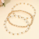 3PCS - Faceted Tube Beaded Stretch Multi Layered Bracelets