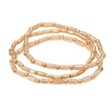 3PCS - Faceted Tube Beaded Stretch Multi Layered Bracelets