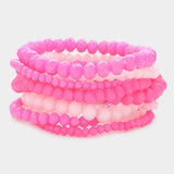 9PCS Faceted Bead Stretch Bracelets