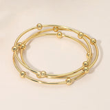 3PCS Stainless Steel Stackable Beaded Multi Layered Bangle Bracelets