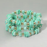 3PCS - Boho Chip Beaded Stretch Multi Layered Bracelets