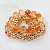 5PCS - Resin Metal Ball Beaded Stretch Multi Layered Bracelets