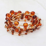 7PCS - Resin Ball Metal Bar Beaded Stretch Multi Layered Bracelets
