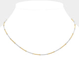 2PCS - Two Tone Snake with Bead Chain Necklace with Bracelet
