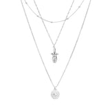 Evil Eye Body Pendant Metal Layered Necklace