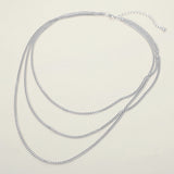 Silver Dipped Triple Layer Classic Curb Chain Necklace