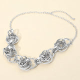 Abstract Textured Metal Interlocking Ball Link Necklace