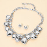 Chunky Puffy Metal Heart Charm Embellished Necklace