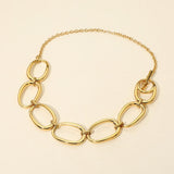 Stainless Steel Bold Oval Link Toggle Necklace