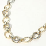 14K Gold Plated Two Tone Textured Oval Link Chunky Chain Necklace