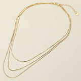 SECRET BOX_Stainless Steel Herringbone Chain Triple Layered Necklace