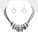 Antique Metal O-Ring Stacked Necklace