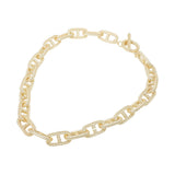 14K Gold Plated Bold Textured Mariner Link Chain Necklace