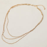Triple Layered Brass Chain Necklace