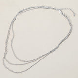 Triple Layered Brass Chain Necklace