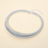Metal Ribbed Coil Collar Statement Necklace