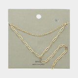 Brass Metal Open Metal Link Double Layered Y Necklace