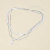 White Gold Dipped Zodiac Moon Sunburst Coin Pendant Accent Herringbone Chain Layered Necklace