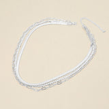 White Gold Dipped Herringbone Paperclip Chain Layered Necklace