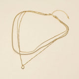 18K Gold Dipped Heart Charm Pendant Accent Mixed Chain Layered Necklace