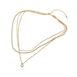 18K Gold Dipped Heart Charm Pendant Accent Mixed Chain Layered Necklace