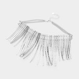 Curved metal bar fringe armor necklace