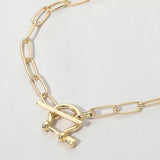 18K Gold Dipped Toggle Closure Paperclip Chain Necklace
