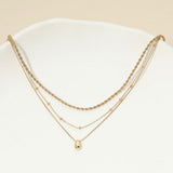 18K Gold Dipped Teardrop Charm Accent Mixed Chain Layered Necklace