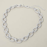 Textured Metal Oval Link Chain Necklace