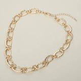 Hammered Metal Oval Link Necklace