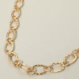 Hammered Metal Oval Link Necklace