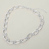 Hammered Metal Oval Link Necklace