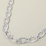 Hammered Metal Oval Link Necklace