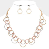 Multi Link Open Circle Metal Necklace