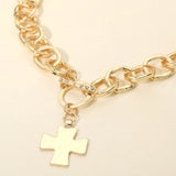 Cross Charm Chunky Chain Toggle Necklace