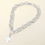 Cross Charm Chunky Chain Toggle Necklace