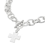 Cross Charm Chunky Chain Toggle Necklace