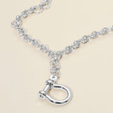 Bold Metal Carabiner Pendant Accent Drop Chain Necklace