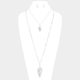Hammered Metal Abstract Pendant Chain Long Necklace