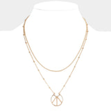 Peace Pendant Double Layered Necklace