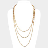 Metal Cylinder Triple Layered Bib Necklace