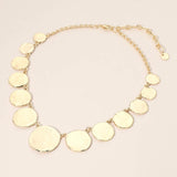 Hammered Metal Disc Link Chain Necklace