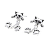 Eco-Alloy Vintage Cat & Cat Paw Back Earrings
