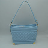 Quilted Diamond Pattern Shoulder Bag with Bottom Corner Accents