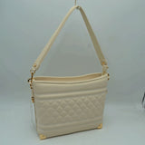 Quilted Diamond Pattern Shoulder Bag with Bottom Corner Accents