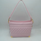 Quilted Diamond Pattern Shoulder Bag with Bottom Corner Accents
