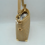 Quilted Diamond Pattern Shoulder Bag with Bottom Corner Accents