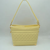 Quilted Diamond Pattern Shoulder Bag with Bottom Corner Accents