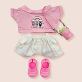 Mini Doll Cartoon Print Top Jeans Shoes Bag Outfit Set