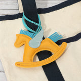 Faux Leather Winged Rocking Horse Bag Charm